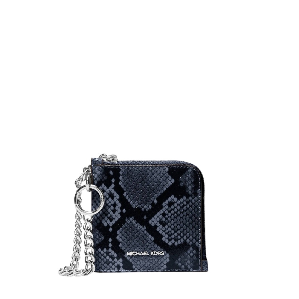 77. Jet Set Travel Medium Snake Embossed Chain Wallet in Snake Navy